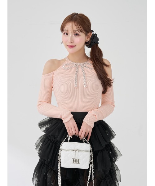 リボンビジューアメスリニットトップス（ニット/セーター）｜Darich