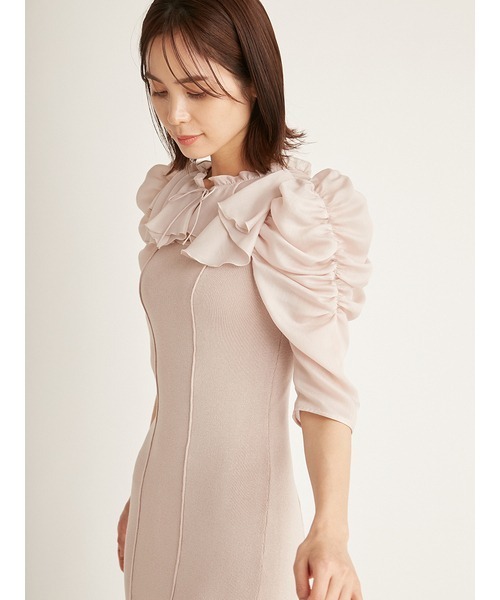SNIDEL（スナイデル）の「デコルテフリルニットワンピース（ワンピース