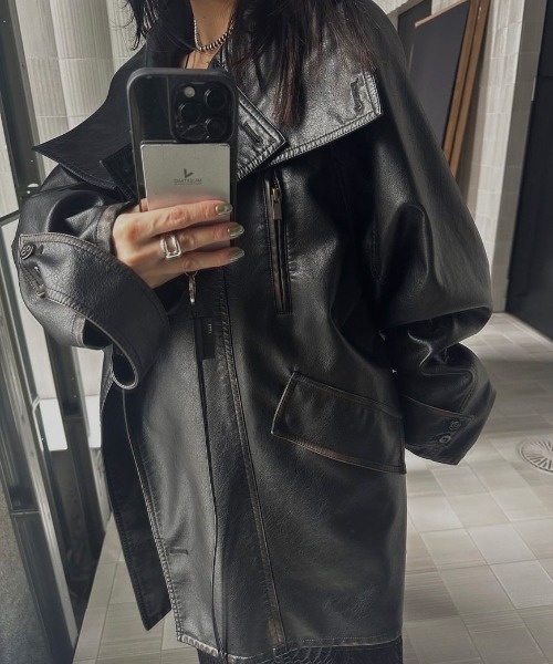 Ameri（アメリ）の「USED LIKE SYNTHETIC LEATHER JACKET（ライダース