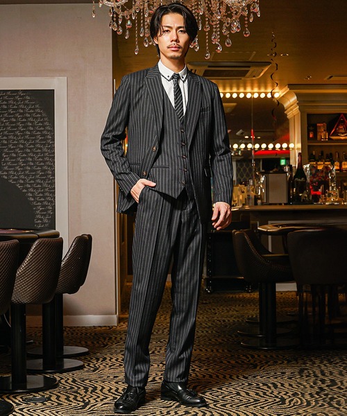 REGAL ストライプスーツ ブラック AOYAMA 【洋服の青山】秋冬 ブラック