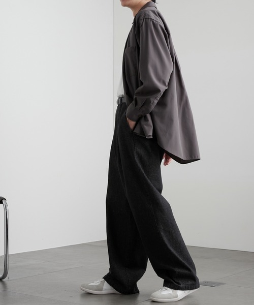 タックワイドスラックスデニムパンツ MONO-MART│MONO-MART