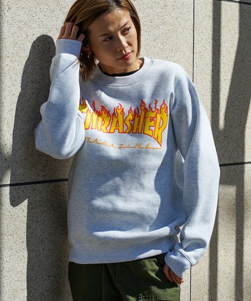 セール】FLAME LOGO CREW SWEAT/スラッシャー10oz(オンス)裏起毛
