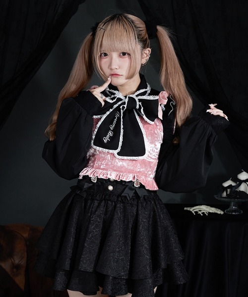 文字入りリボンフリルブラウス/地雷系（シャツ/ブラウス）｜Pal elfy