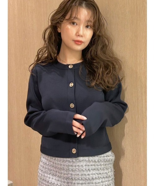 セール】【USAGI ONLINE・ZOZOTOWN限定】ノーカラーニットジャケット