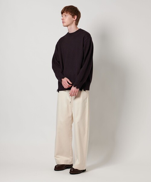 LOEFF＞5ゲージ ダメージ ニット プルオーバー UNISEX（ニット