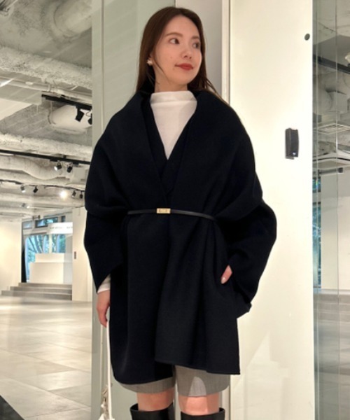 CELFORD（セルフォード）の「ミドル丈リバーコート（ノーカラーコート