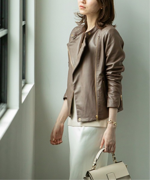 Noble（ノーブル）の「○《追加2》ソフトラムレザーライダースブルゾン