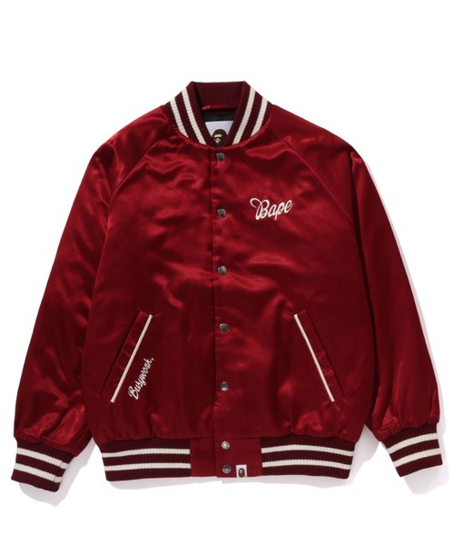 A BATHING APE（アベイシングエイプ）の「BAPE SATIN VARSITY JACKET L