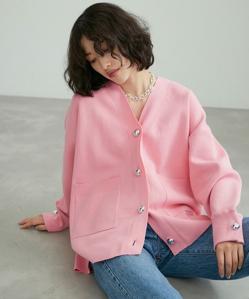 サステナブル】ロゴボタンミドルカーディガン（カーディガン/ボレロ