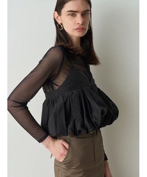 SNIDEL（スナイデル）の「ペプラムキャミ×チュールトップス（シャツ