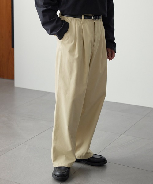 2タック ルーズワイドシルエットテーパードチノパンツ MONO-MART│MONO
