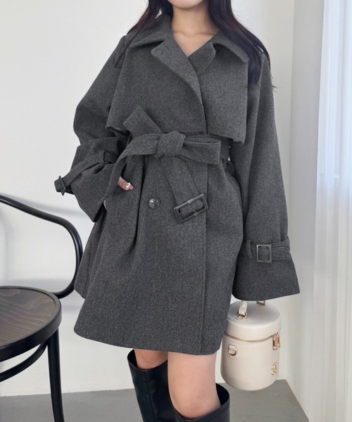 セール】2way/スタンドカラーミドルコート（チェスターコート）｜one