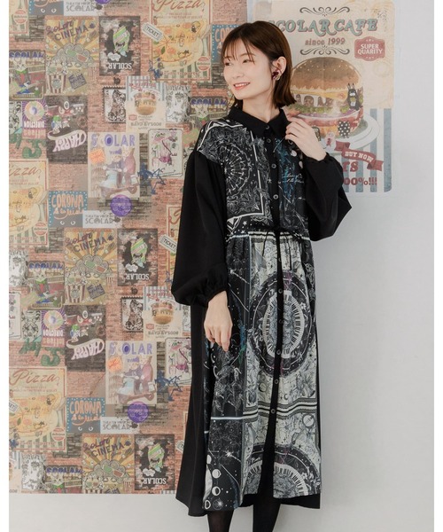 iS ScoLar（イズスカラー）の「551209：天体柄パッチワーク風シャツ