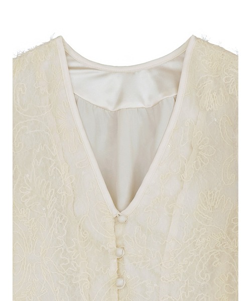 Ameri（アメリ）の「BRUSHED LACE VOLUME SLEEVE BLOUSE（シャツ