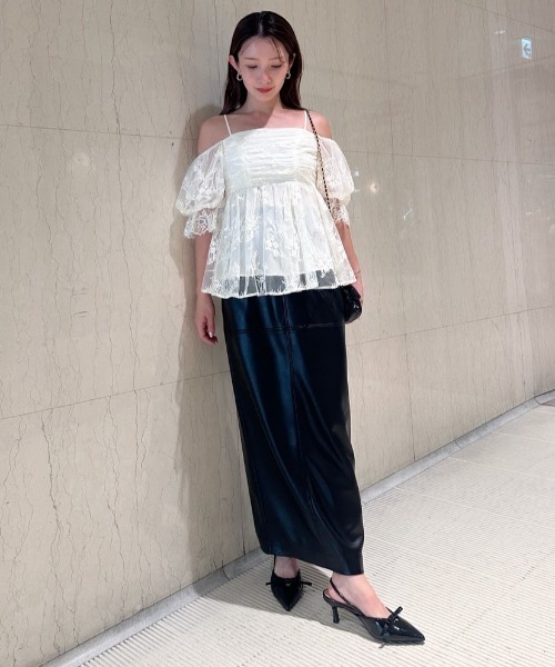 セール】バリエオフショルレースチュニック（シャツ/ブラウス