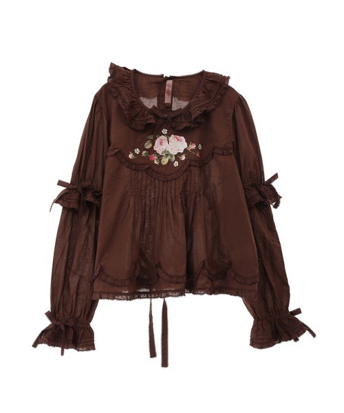 PINK HOUSE（ピンクハウス）の「Berry Rose刺繍入りブラウス（シャツ