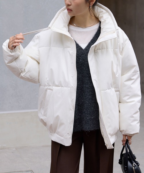 m*5様   ホワイト ダウンジャケット Lサイズ ダウンジャケット ダウン a.p.o.v. マットキルティングオーバーサイズ