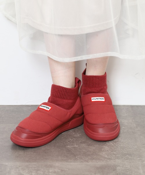 HUNTER IN/OUT イン/アウト カフ ニットブーツ パファー/スウェード