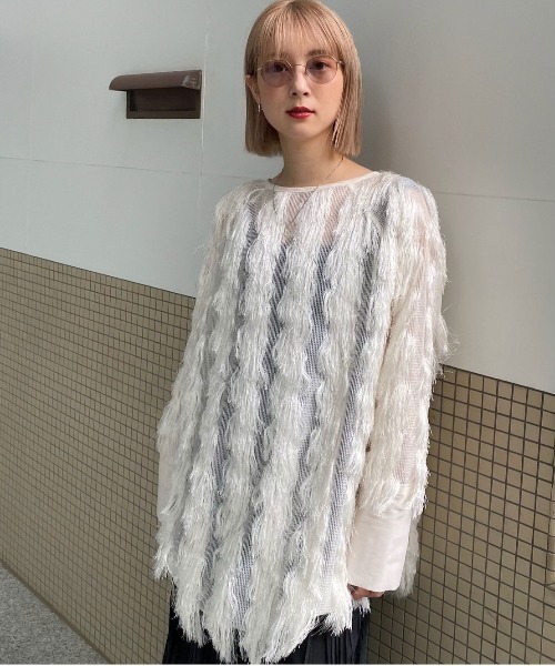 Ameri（アメリ）の「FULL FRINGE OVER TOP（Tシャツ/カットソー）」 - WEAR