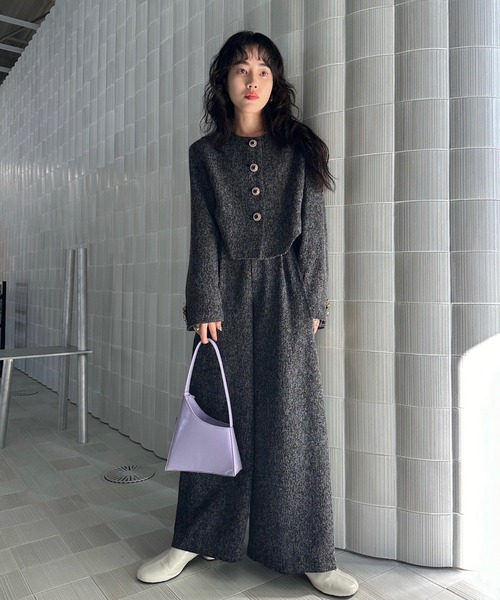 Ameri（アメリ）の「DEFORMATION SUMMER TWEED JACKET（ノーカラー