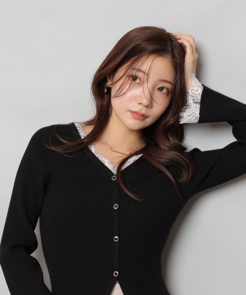 レーストリム2WAYカーデプルオーバー（ニット/セーター