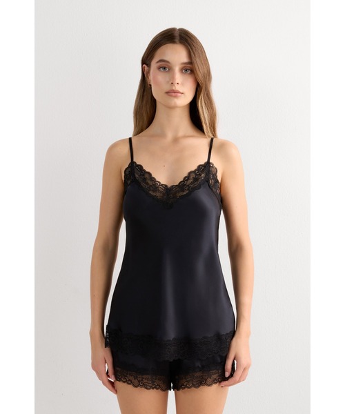 レース＆シルク キャミソール トップ（インナーウェア/肌着