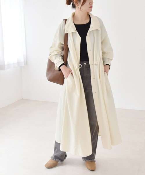 セール】quaranciel:〈洗濯機可能〉ライト スタンドカラー ナイロン