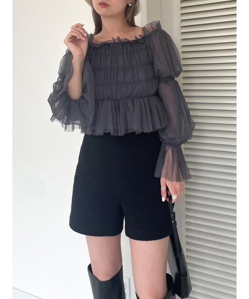 SNIDEL（スナイデル）の「Sustainableチュールクロップドブラウス