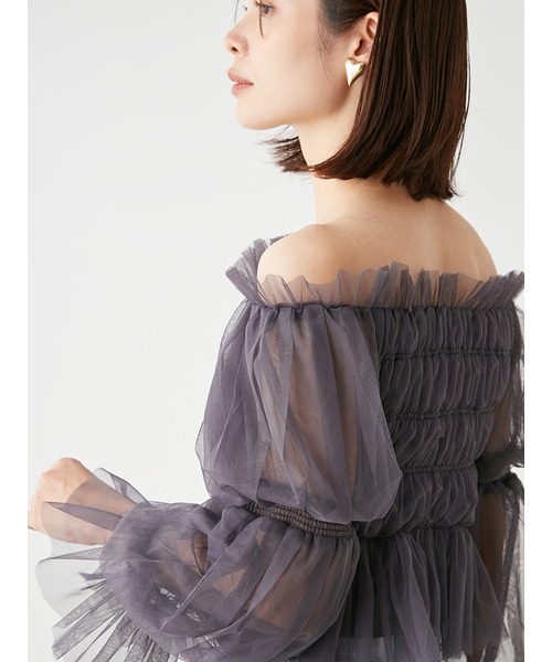 SNIDEL（スナイデル）の「Sustainableチュールクロップドブラウス