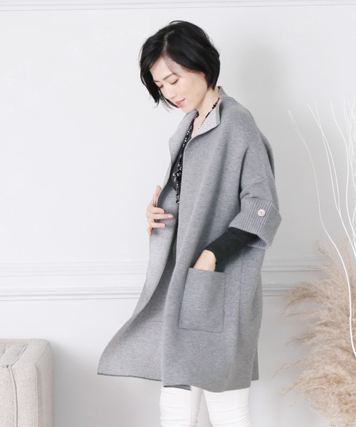 カシミヤ100%ニットロングカーディガンコート（カーディガン/ボレロ