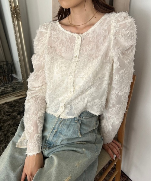 セール】前後2WAYパフスリーブシアーブラウス（シャツ/ブラウス）｜one