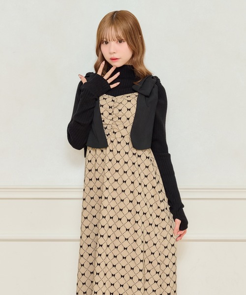 セール】【7周年限定アイテム】リボン柄キャミワンピース【ZOZOTOWN