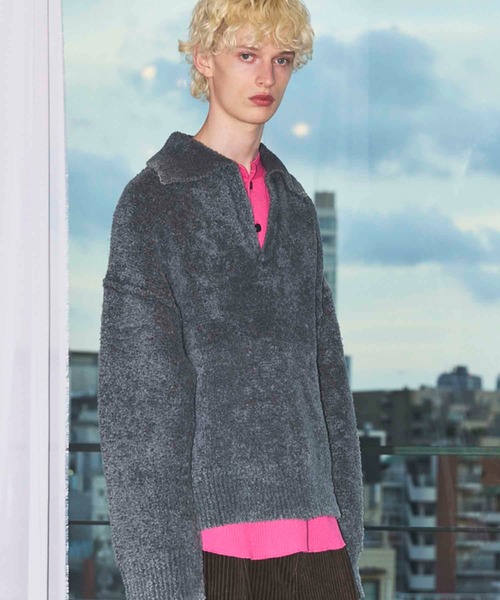 セール】《UNISEX》Fade Yarn Prime-Over Skipper Knit/フェードヤーン