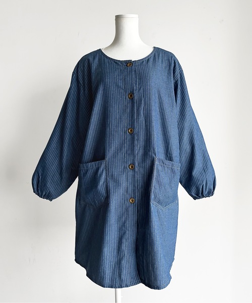 セール】URT:前あきスモック ワンマイルデニムエプロン 割烹着