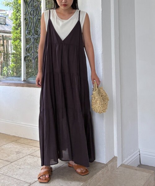 India】シリコンウォッシュ2WAYティアードキャミワンピ（ワンピース