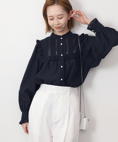 SLOBE IENA（スローブイエナ）の「レースピンタックフリルブラウス