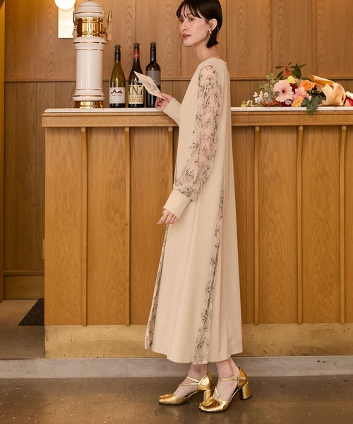 forksy.】【オケージョン対応】異素材ドッキング レース切り替え