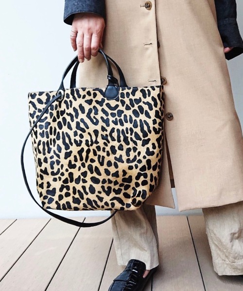 極美品✨MARCO MASI ハラコ 巾着 レオパード ショルダーバッグ 肩掛け