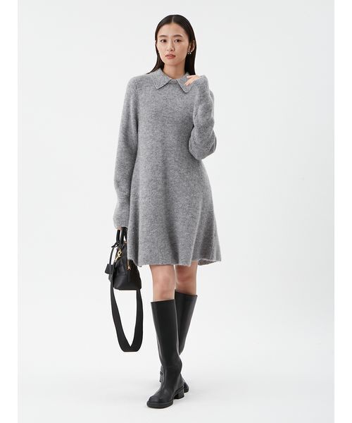 襟付きペプラムニットミニワンピース（ニット/セーター）｜Mila Owen
