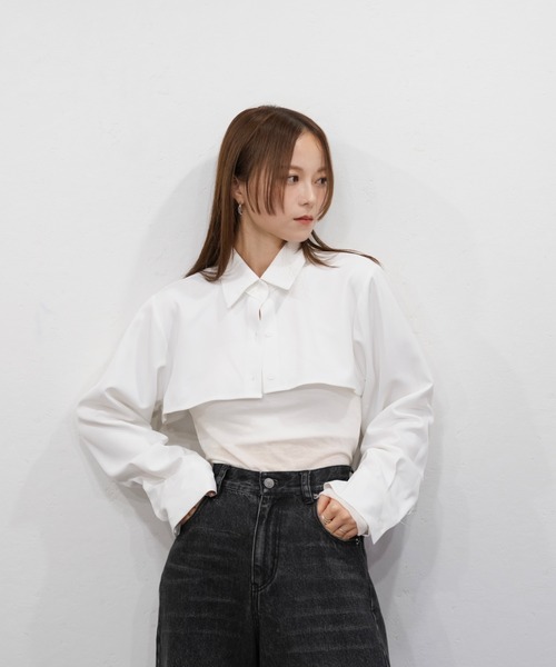 クロップドレギュラーカラーシャツ／cropped regular collar shirt