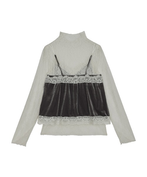 Ameri（アメリ）の「VELOUR CAMI SET LACE TOP（シャツ/ブラウス