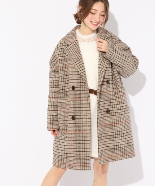 Heather（ヘザー）の「チェックダブルコート 779945（チェスターコート