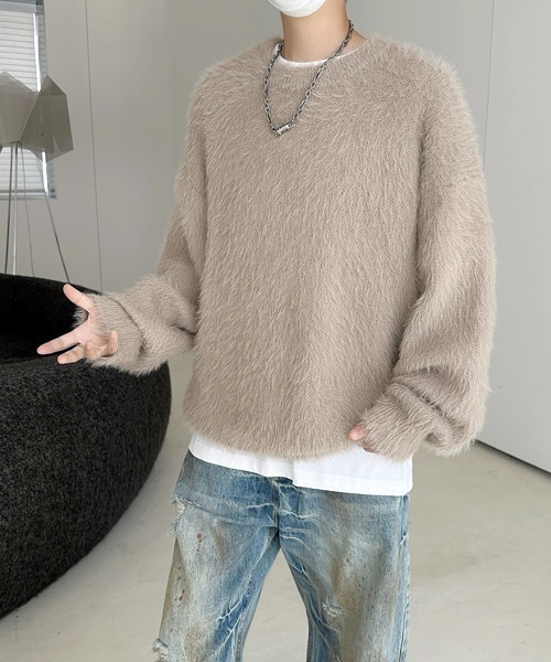 セール】□25AW新色追加【FVLMEN】shaggy fur crew knit pullover