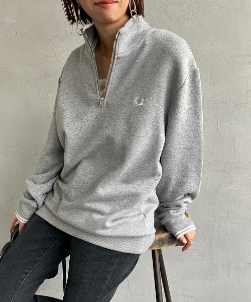 FRED PERRY/フレッドペリー] ワンポイント刺繍 ハーフジップスウェット