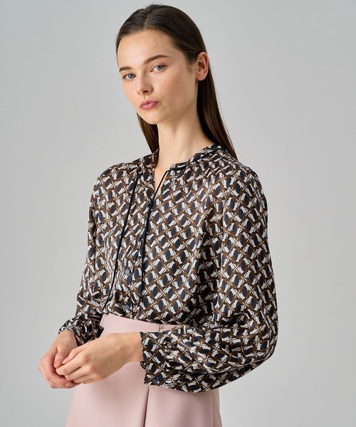 ANAYI アナイ キャットプリントパフスリーブ ブラウス ピンク系 38