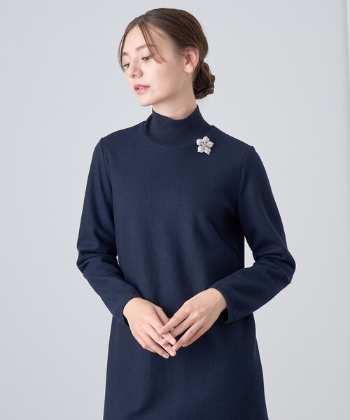 2023AW✨未使用級アナイ ウールジャージーヘムフレアワンピース 紺