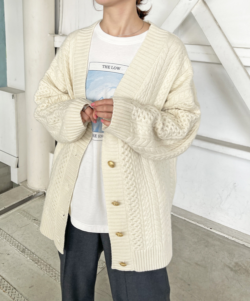 未使用スピックアンドスパン ダブルジャガード ビッグカーディガン