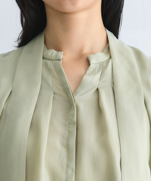 キュプラタックハーフスリーブブラウス｜ウォッシャブル/オケージョン