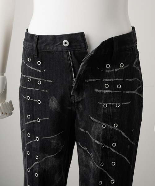 GRANCY】Crazy Design Skinny Flare Denim Pants / クレイジーデザイン