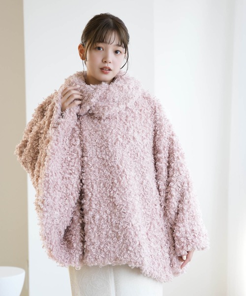 セール】コート プードルファーポンチョ ニコアンティーク 裏地ねこ